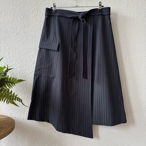 Prologue - Midi Wrap Skirt - Pinstripe - Size 8